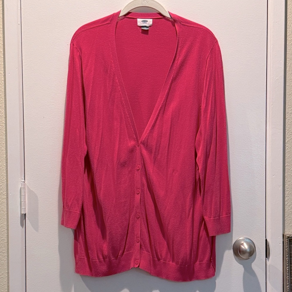 Old Navy Women's Bright Pink 3/4 Sleeve Cardigan